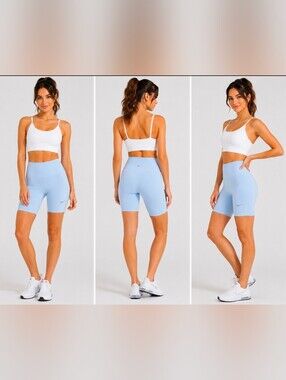 Nike Women's Pale Blue High-Rise Bike Shorts